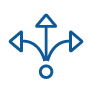 Image titled Record Sharing - a 3 way directional arrow facing up, left, and right with a circle at their common point of origination